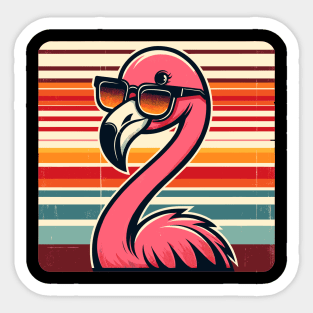 Cool Retro Flamingo in Sunglasses 70s 80s 90s Funny Flamingo Sticker